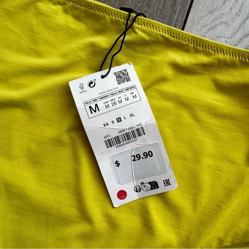 ZARA Bikini High-Waist Olive Green Yellow | Size: Medium | New With Tags - Picture 3 of 5